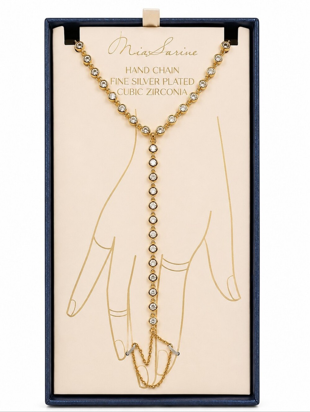 NEW Gold Cubic Zirconia Hand Chain Bracelet